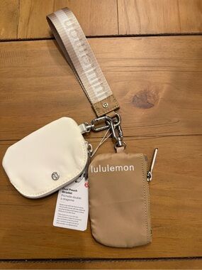 lululemon athletica Dual Pouch Wristlet in Cream and Tan